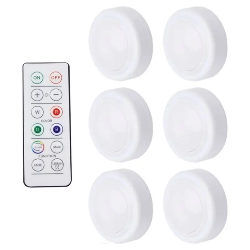 IALJ-Puck Lights Remote RGBW DIY Hardware Adjustable 16 Colors Round LED Lamp Kit With Control 3D Printing Parts