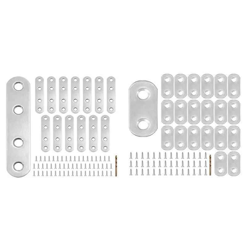 14PCS 2.99 X 0.63Inch Straight Brace Stainless Steel Flat Bracket Metal Brace For Wood Desk Chair Cabinet Drawer Closet