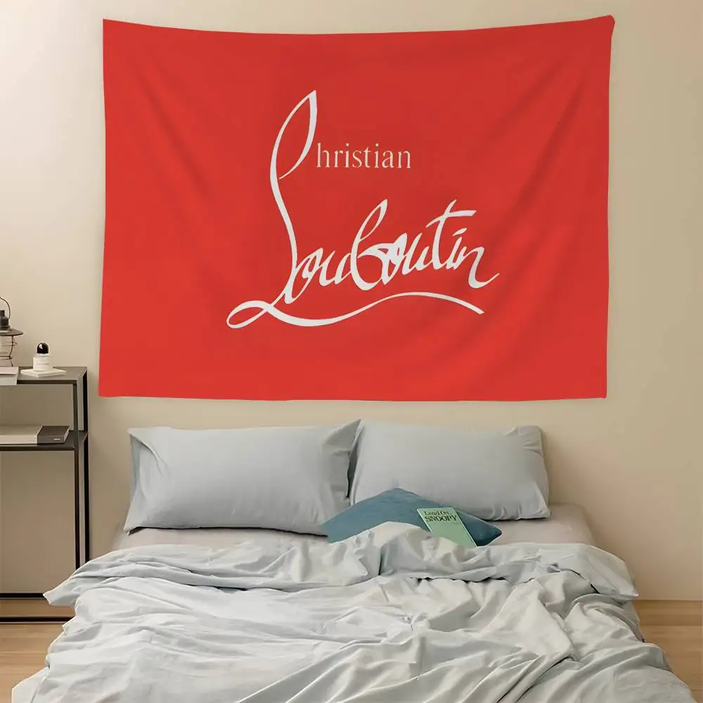 Luxury C-ChristianES L-LouboutinES Logo Anime Tapestry Hippie Flower Wall Carpets Dorm Decor Cheap Hippie Wall Hanging