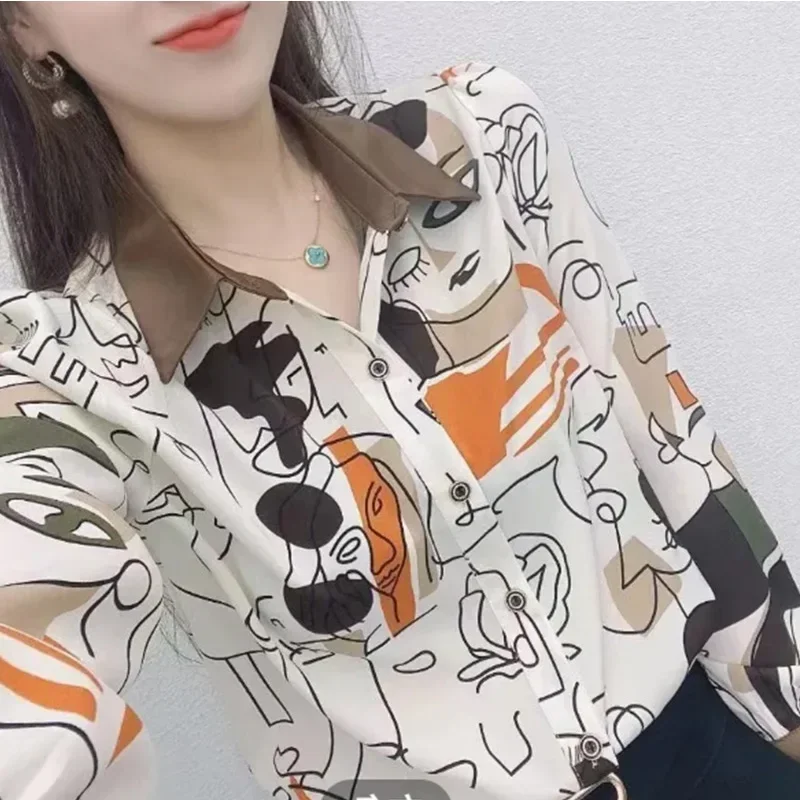 فضفاض مكتب سيدة قميص نسائي الربط كتلة اللون الخامس الرقبة LongSleeve بلايز 2025 جديد الصيف المتضخم عالية الخصر موضة أنيقة