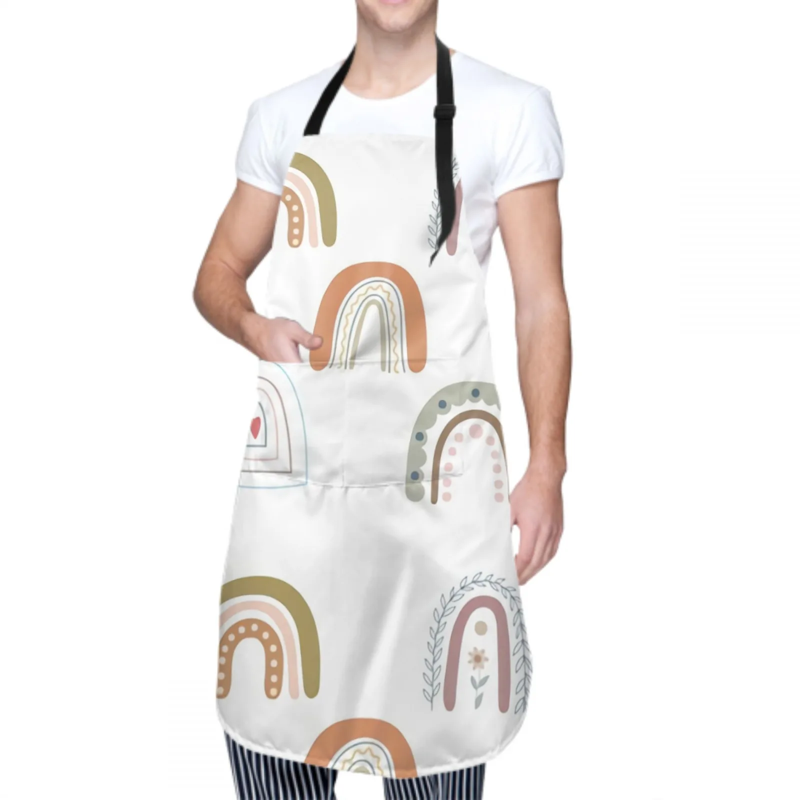 Watercolor Waterproof Apron with 2 Pockets Kitchen Chef Apron Colorful Apron for Hair Brushing Cooking Baking Painting Gardening