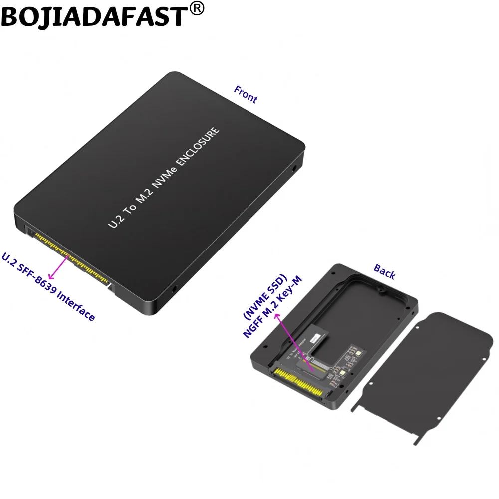 SFF-8639 U.2 Interface To NGFF M.2 M-Key Converter Adapter Card + Aluminum Enclosure Case for 2280 M2 NVME SSD