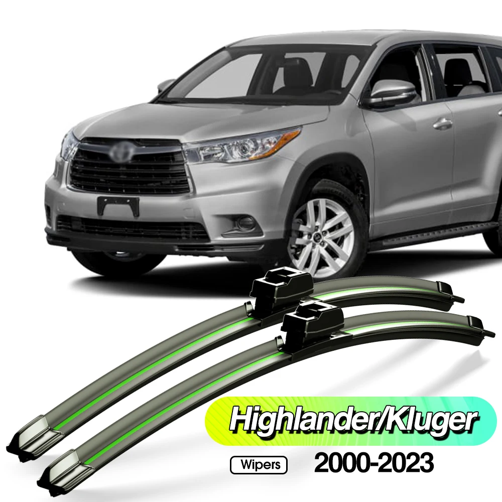 

For Toyota Highlander Kluger 2000-2023 2pcs Front Windshield Wiper Blades Windscreen Window Accessories 2001 2007 2019 2020 2022