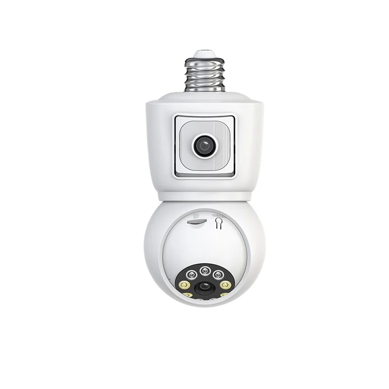 ICSEE 3MP 2MP E27 Bulb WiFi Camera Dual Lens Dual Screen Auto Tracking Two Way Audio Color Night Vision Indoor Security Camera