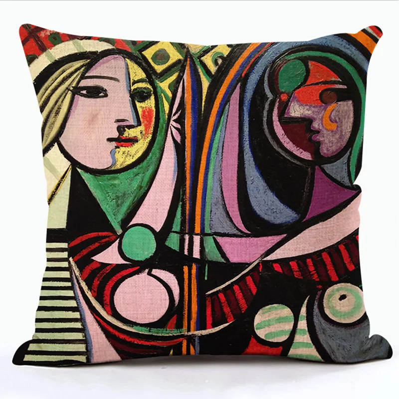 Brand New Abstract Classical Picasso Portrait Painting Pillows Case Linen Decorative Art Throw Pillows Sofa Couch Seat Cushions
