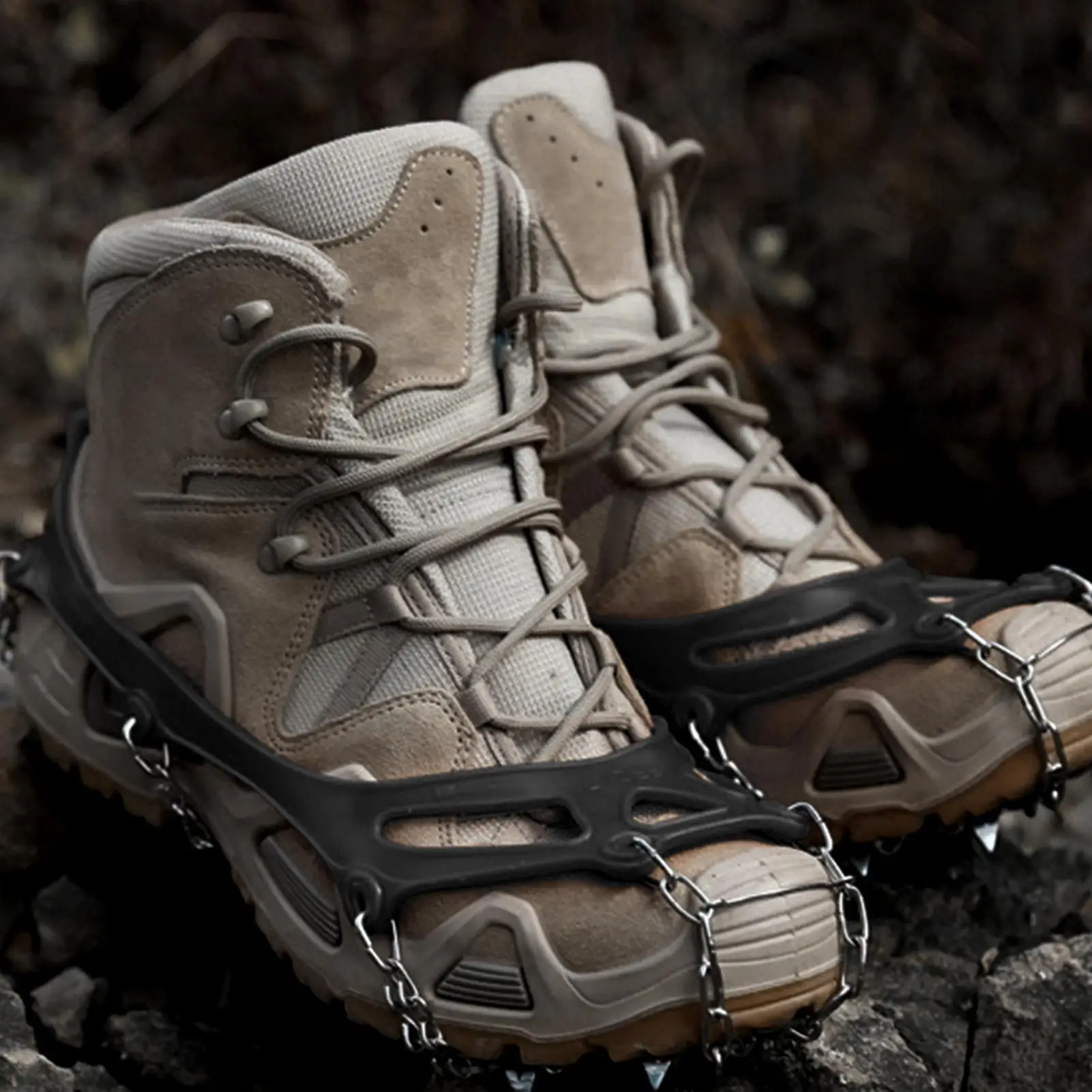 

Ледяные шипы, 13 зубьев, противоскользящее оборудование для скалолазания из нержавеющей стали, шипы для обуви для снега и льда для мужчин и женщин, пешие прогулки, зима