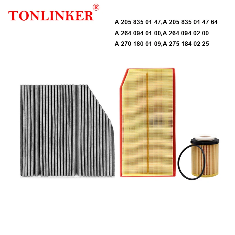 TONLINKER Cabin Air Filter Oil Filter For Mercedes Benz E Class W213 S213 2019-2022 C238 A238 E200 4MATIC E300 Sport M264 2.0L