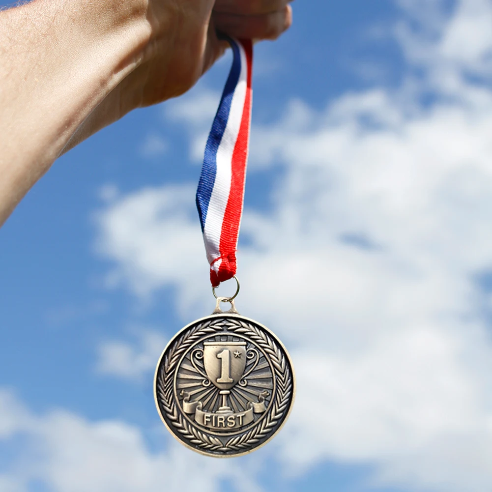 10 Stück Gold/Silber/Bronze-Medaille, Auszeichnungsmedaillen mit Halsband, Gewinnermedaillen aus Metall, 5 cm, Wettkampfpreis-Medaillen für Sportspiele