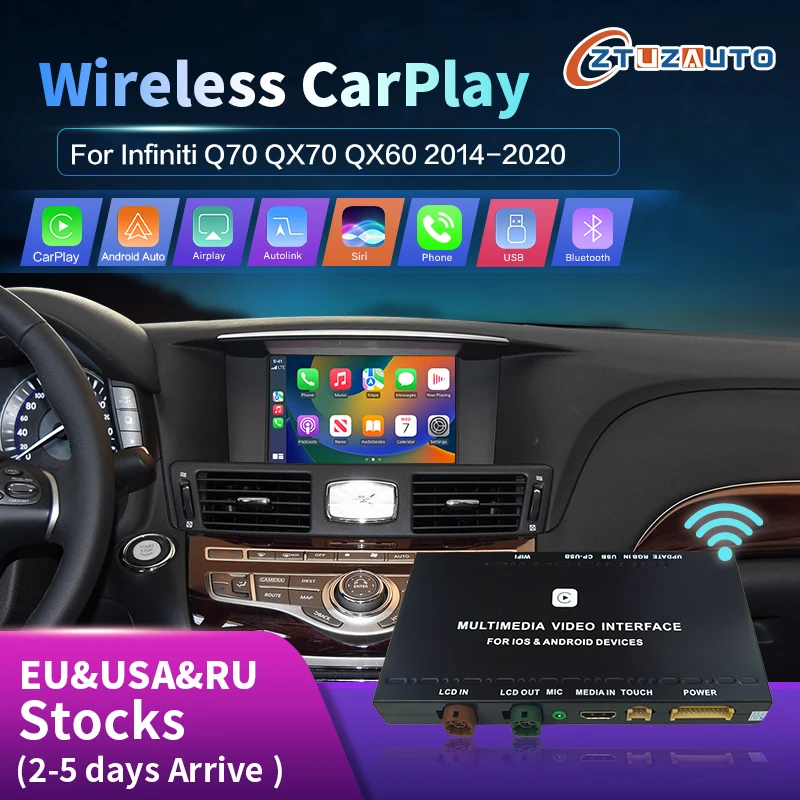 

Беспроводной Apple CarPlay Android Auto для Infiniti QX60 QX70 Q70 Зеркало Aftermarket CarPlay Обновление Модернизация Мультимедийная навигация