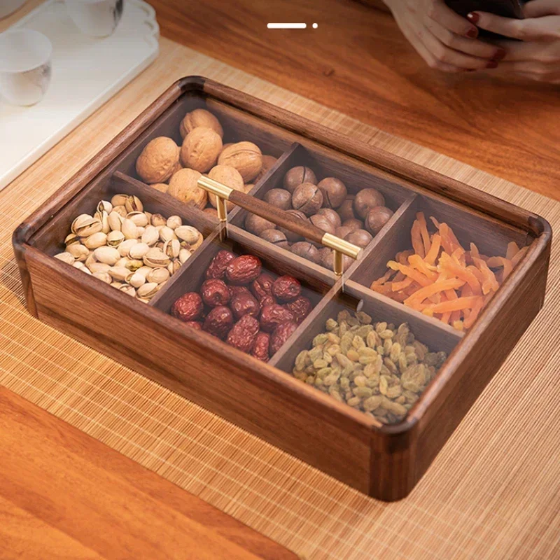 Walnut solid wood dried fruit storage box New Chinese style tray, living room, table, Dim sum, snacks, nuts