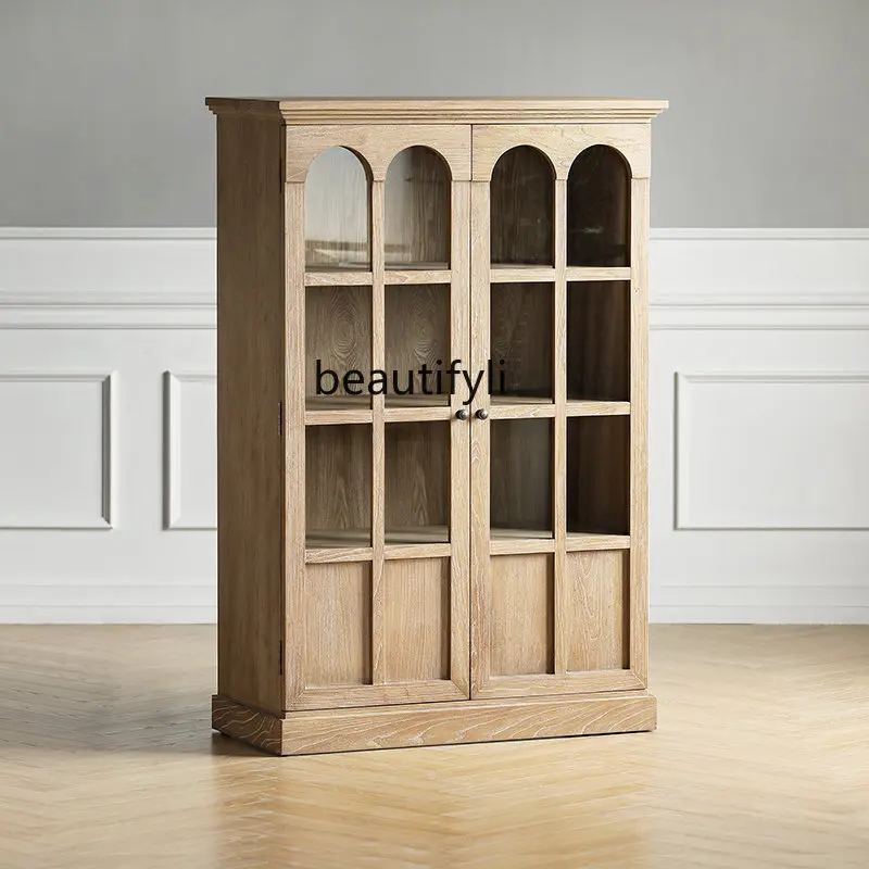 Sideboard Cabinet Wine Cabinet Integrated Wall Solid Wood Bookcase Locker Storage Cabinet