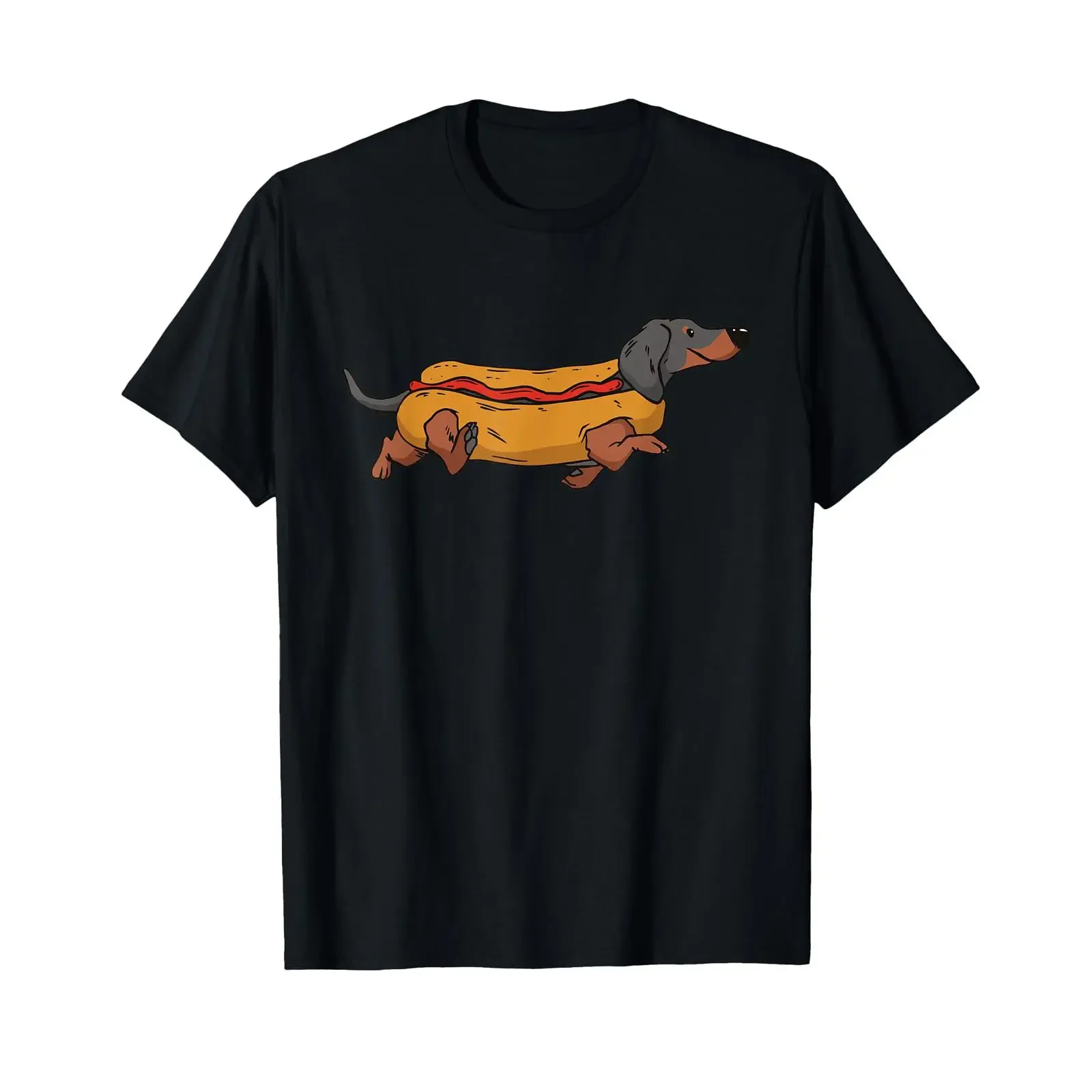 Funny Dachshund In Bun Weiner Hot Dog Cute Foodie Pun T Shirt vintage Washed Stretched graphic Casual Comfortable
