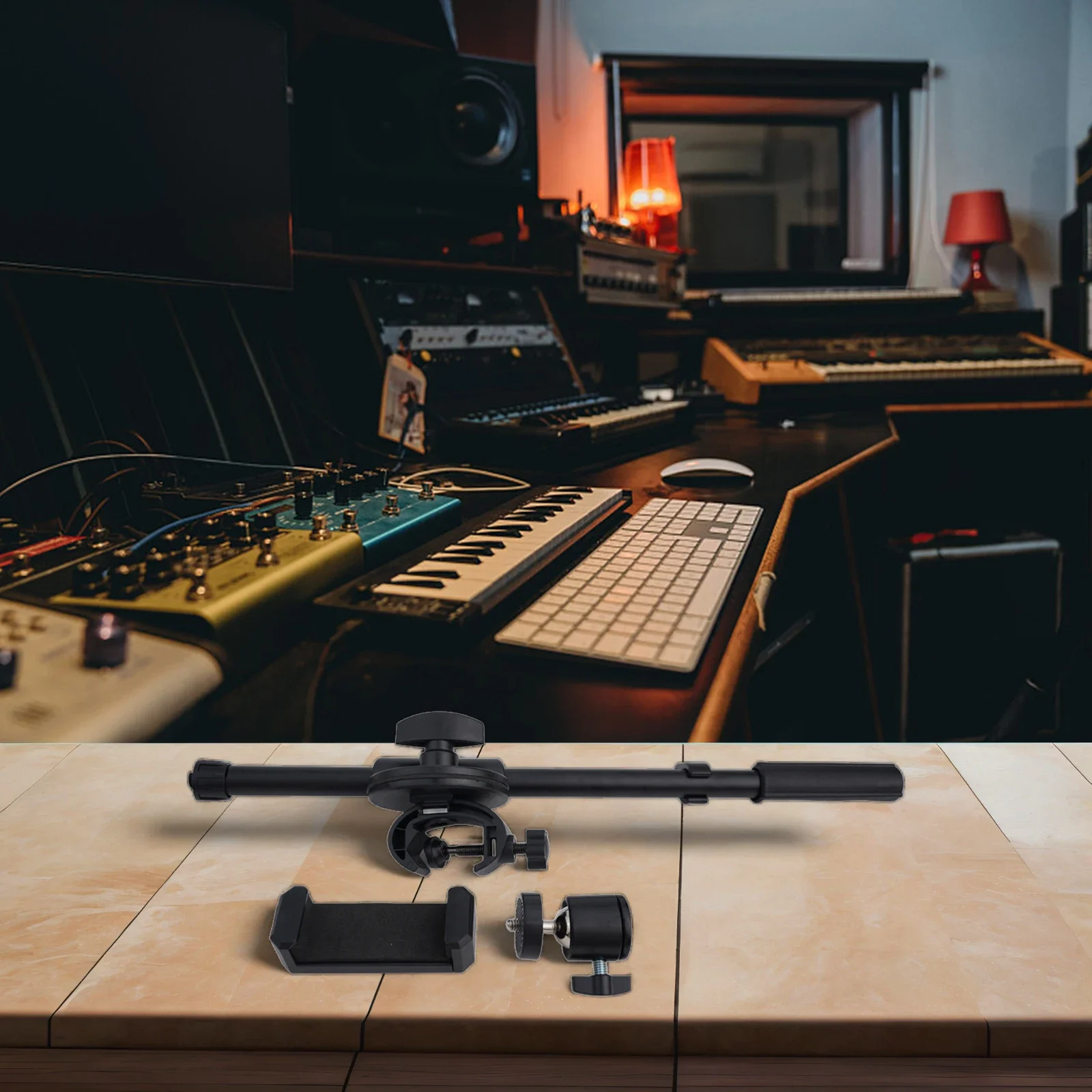 35CM Rotating Smartphone Stand Crossbar Arms Mic Clip  Holder Extension Bracket Cell Phone Live Stands Stands Mounts Holders