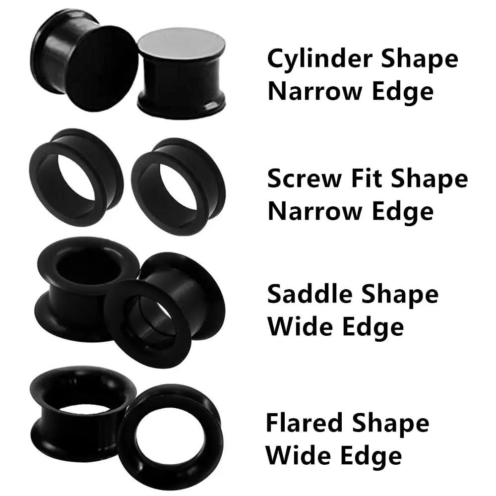 2/16pcs White Black Flexible Thick Silicone Ear Plug Varies Type Flesh Tunnel Gauges for Ears Expander Lobe Piercing Size 4-20mm