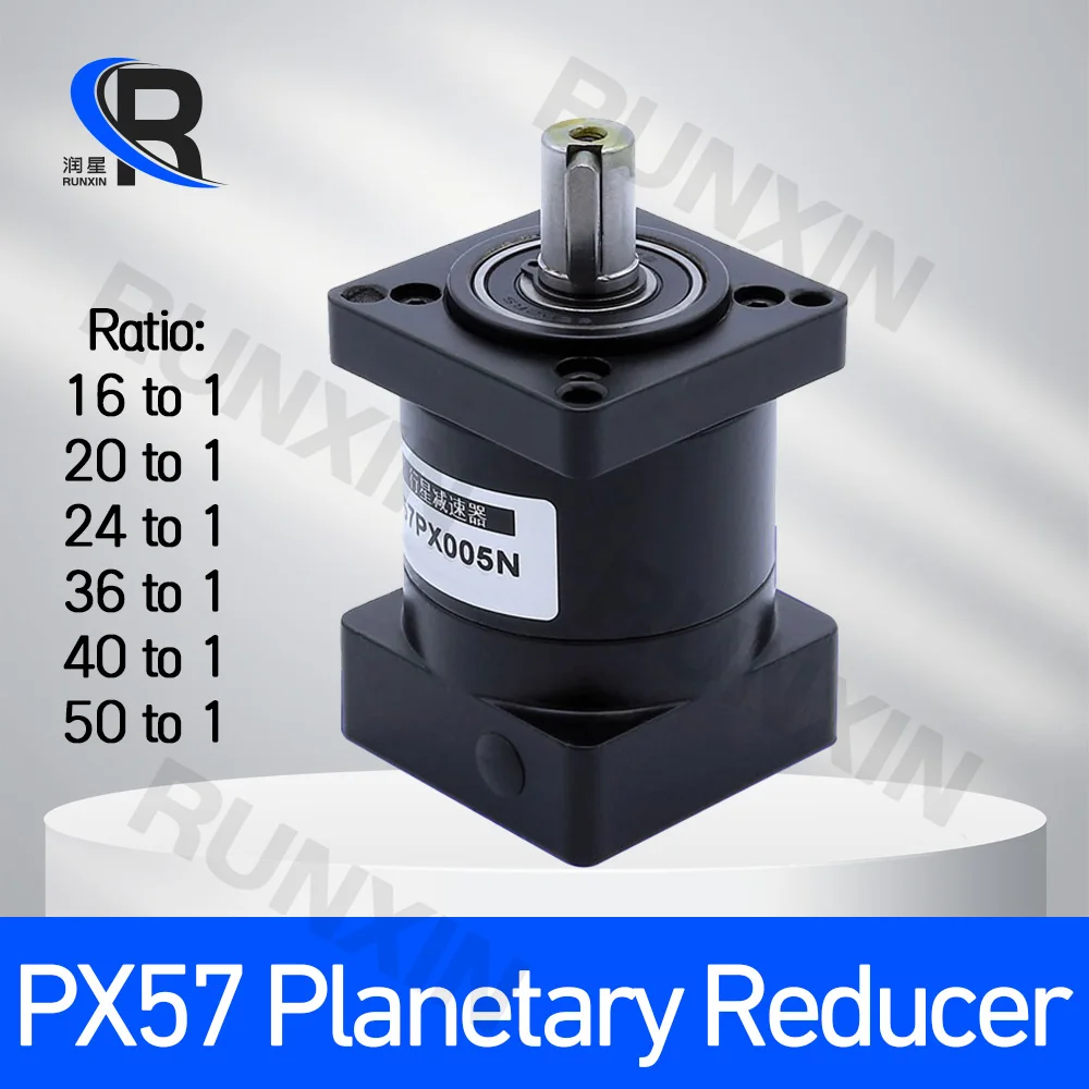 

PX57 Planetary Reducer Gear Reducer Ratio16/20/24/36 8mm Input 14mm Output Shaft 14mm For Nema23 57 Stepper Motor Max 40N.m