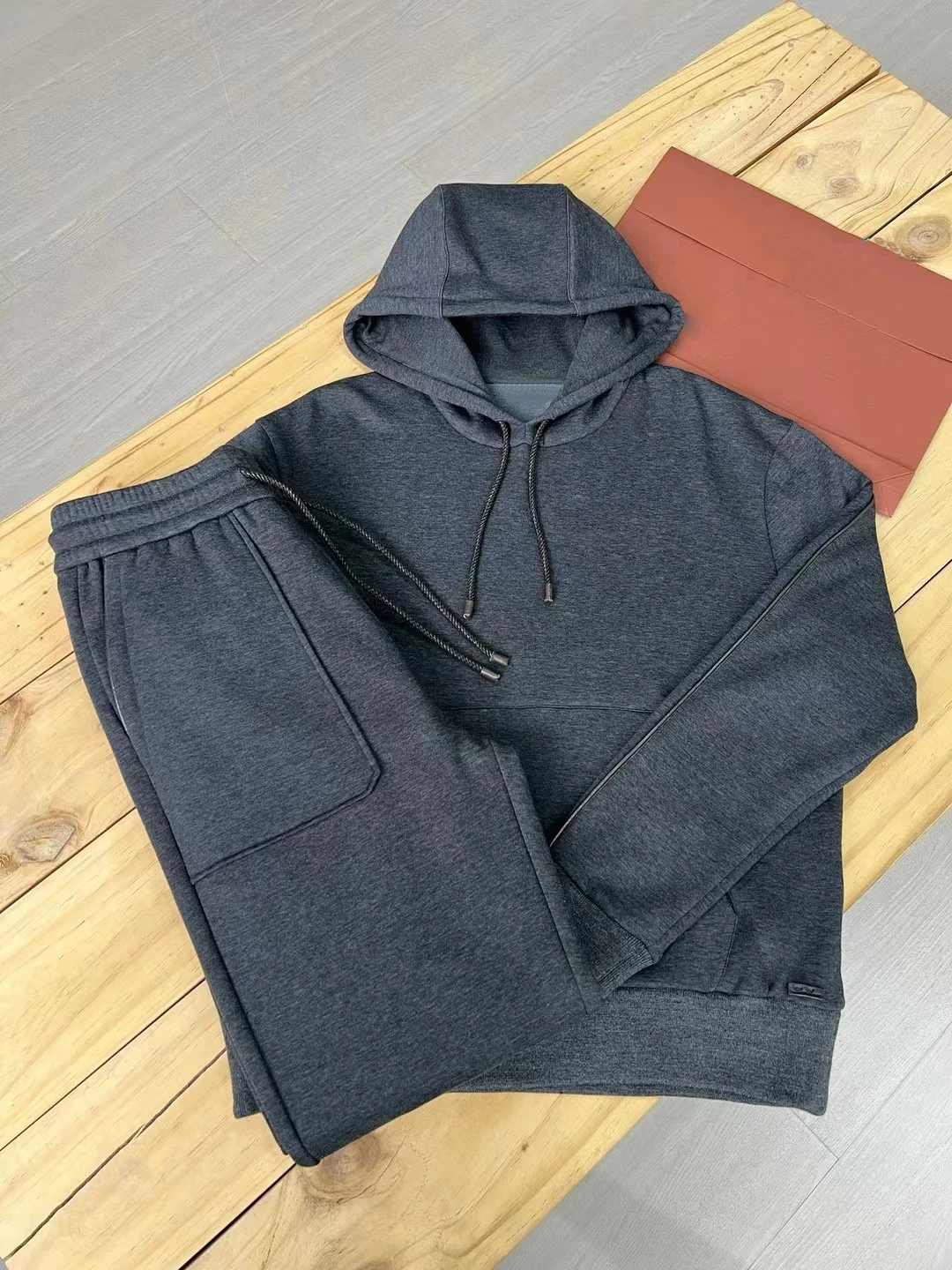 Autumn Wnter Plus Velvet Thick Pullover Sweater Hoodie Jacket Casual Sports Trousers Set For Men