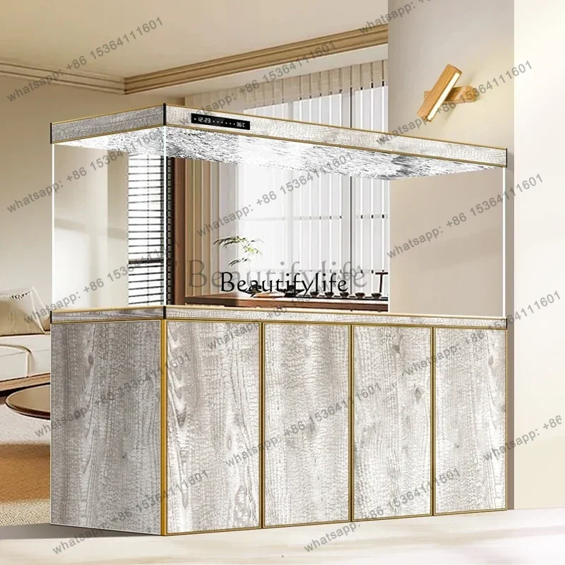 45Pipeless bottom filter fish tank living room large partition ultra-white glass ductless aquarium53