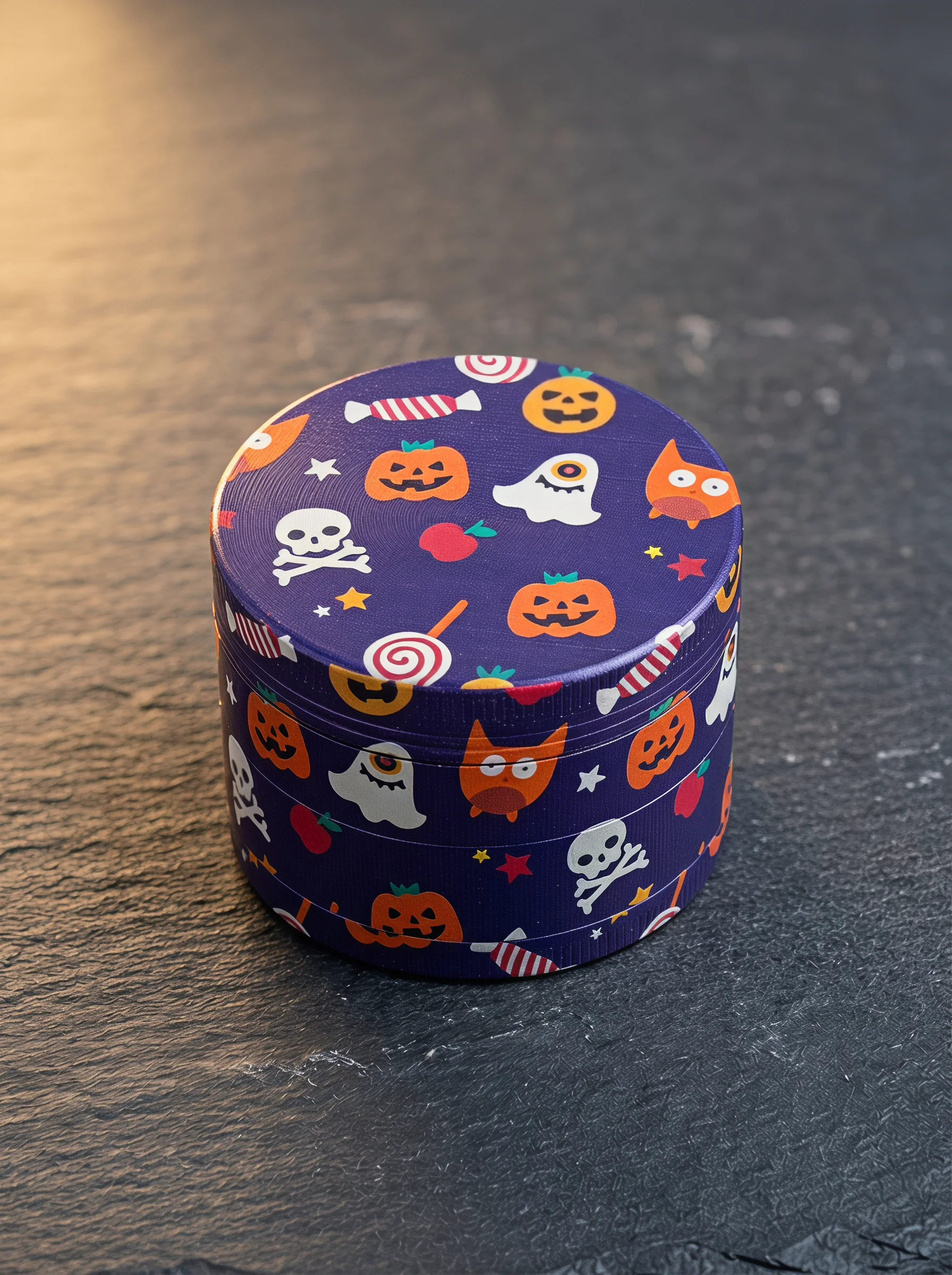 50mm Purple Halloween Grinder Metal 4-Layer Spice Grinder with Mesh Screen Portable Manual Mill for Kitchen Travel Tabletop Use