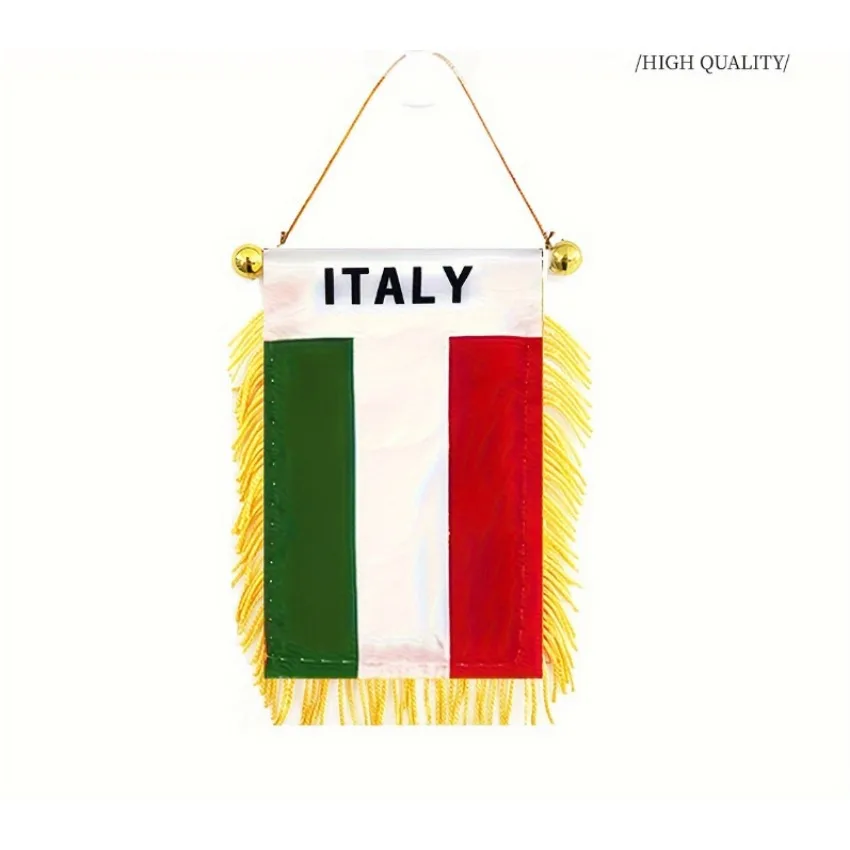 Italy Flag 3x4 Inch Mini Banner Double Sided Hanging Decor for Car Rearview Mirror Window Home Decoration
