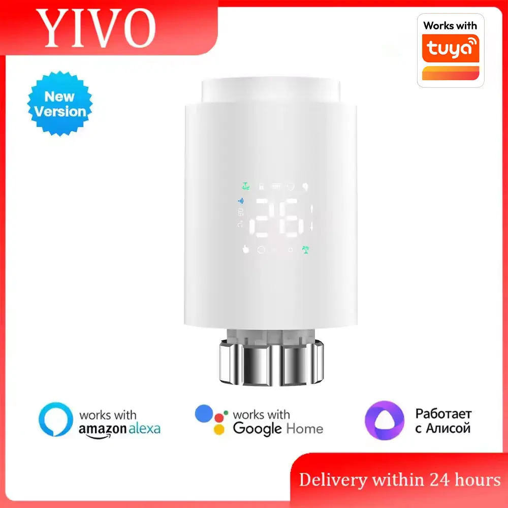 

Термостат ZigBee 3.0 для радиатора, умный термостатический клапан TRV, совместимый с Tuya, Alexa, Google Home, Алиса