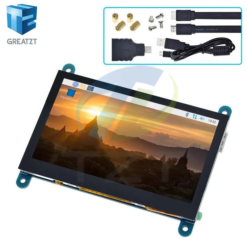 TZT 4.3 Inch USB Touch Control HDMI LCD Display Capacitive Touch Screen Panel 800*480 5 Point Touch IPS Monitor For Raspberry Pi