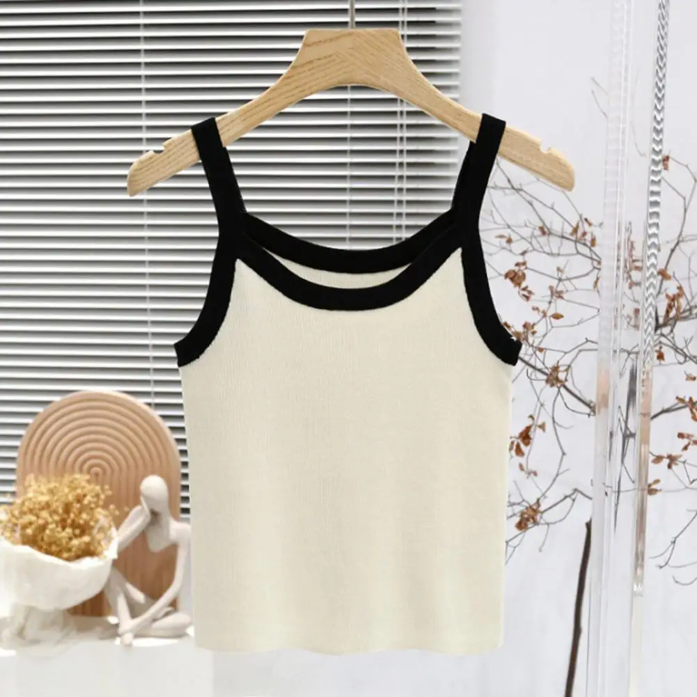 Summer Tank Top Stylish Women's Sleeveless Tank Tops for Summer Loose Fit Camisole Vest Low-cut Round Neck Spaghetti for Daily