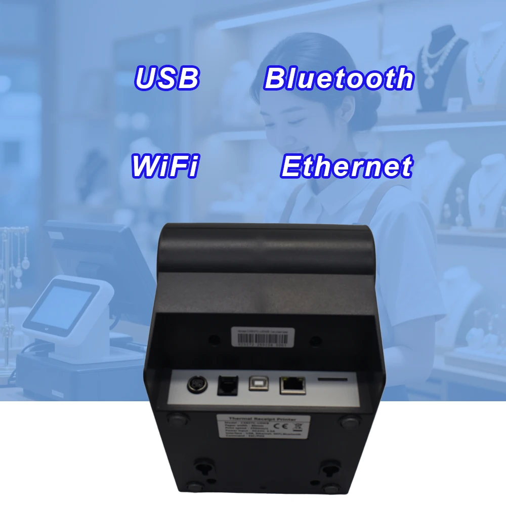 0mm MQTT Cloud Printer Thermal Receipt Barcode Printer with Auto Cutter for Retail Remote Takeaway Order Incoming Prompt