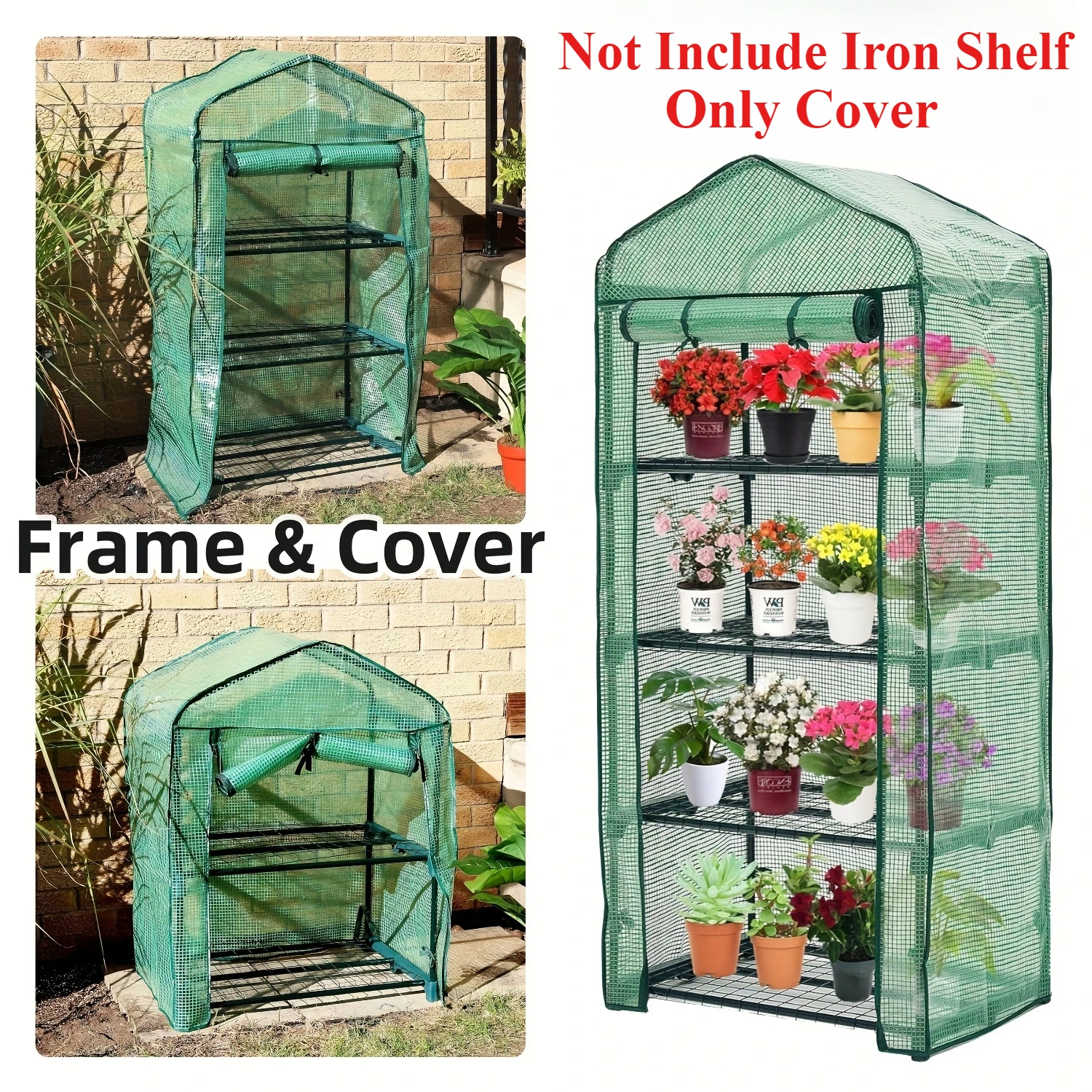1PC Portable Weatherproof Greenhouse,Plant Green House, Rack Stand Portable Greenhouses for Outdoor & Indoor ( (no Iron Shelf)