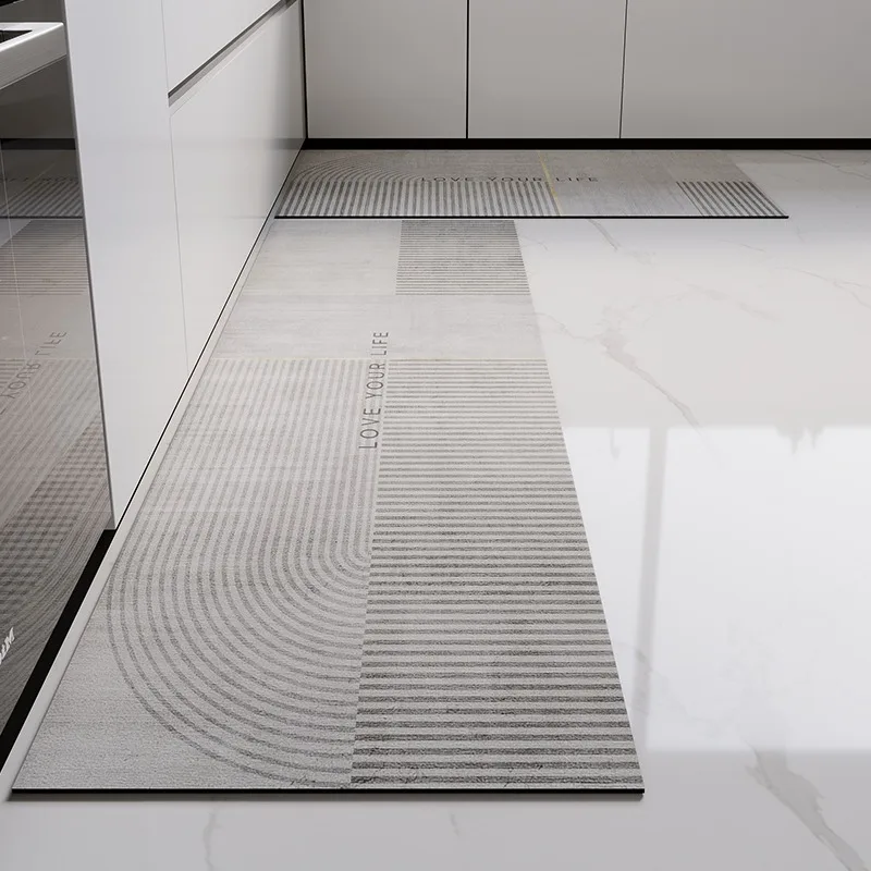 Rug for Kitchen Floor Mat Runner Long Carpet PVC Waterproof Leather Foot Mats Anti-slip Carpets Gray Home Decor Rugs 주방 카펫 - view 3