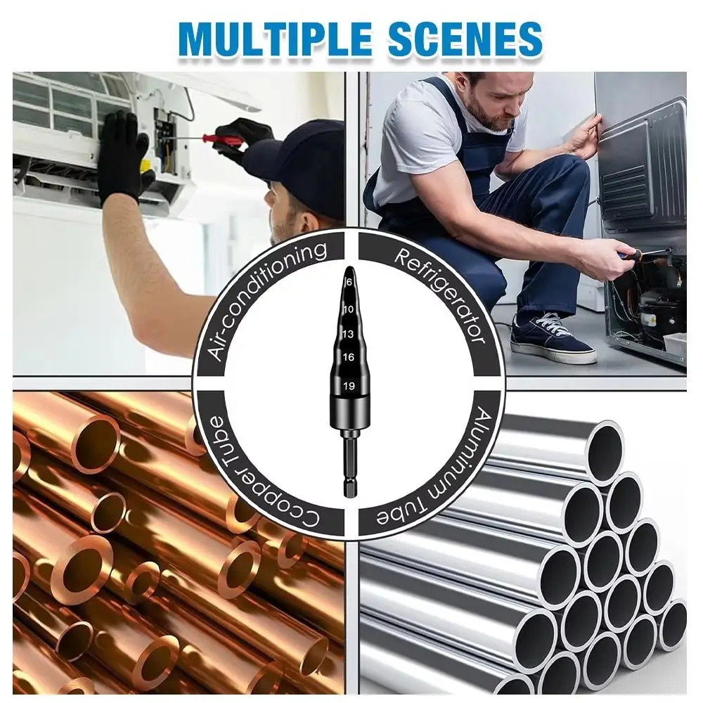 Metric 6-19mm Copper Pipe Expanders Alloy Steel With Hexagonal Handle Step Expander Swaging Tools HVAC