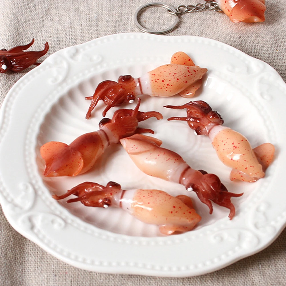 

5 PCS Simulation Squid Model Artificial Figure Realistic Figurines Adornment Figures Toy Food Fake