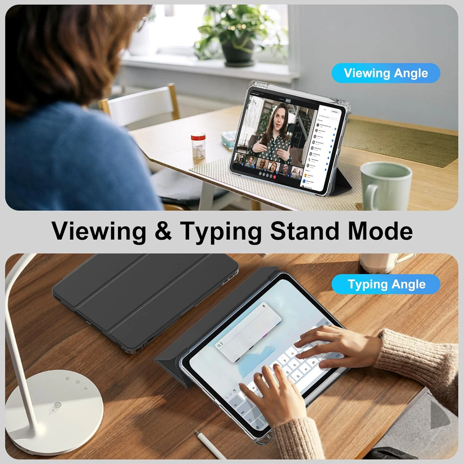 حافظة كمبيوتر لوحي كريستالية شفافة مع فتحة قلم لجهاز iPad 10.2 بوصة 7th 8th 9th Gen 2019/2020/2021 حافظات حامل مغناطيسي من جلد البولي يوريثان #3