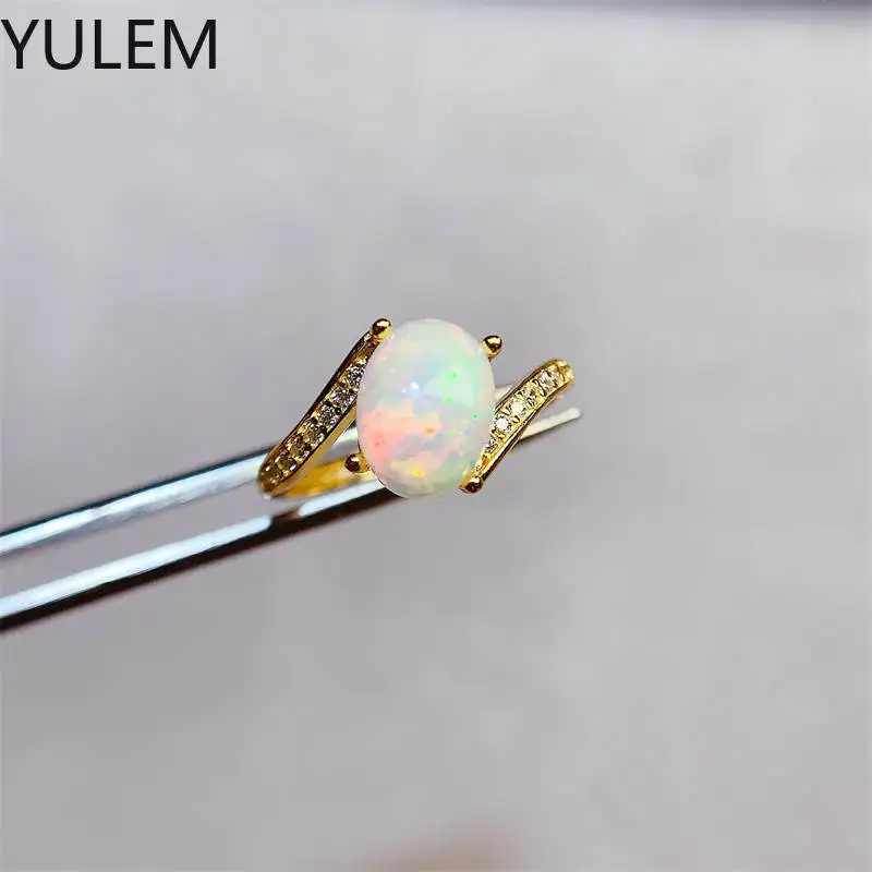 خاتم أوبال طبيعي لحفلات الزفاف أنثى فاخرة من الفضة الإسترليني عيار 925 شحن مجاني ماركة فاخرة جوهرة طبق الأصل لعيد الحب #4