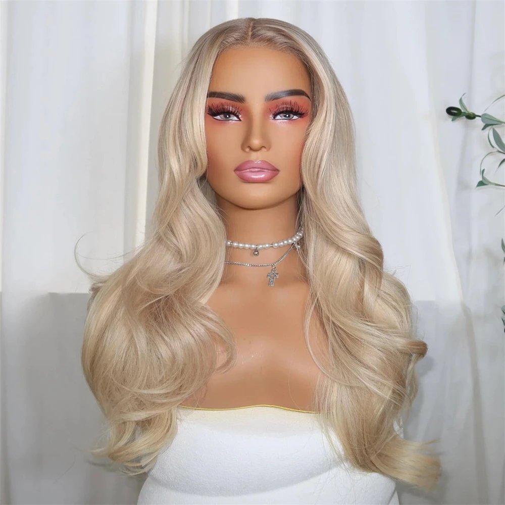 Ombre Creamy Blonde Synthetic HD Lace Front Wig High Quality Heat Resistant Fiber Wig Natural Preplucked Hairline with Baby Hair