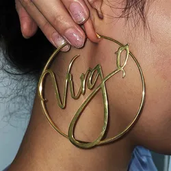 Pendientes personalizados de acero inoxidable 316 para mujer, aretes de aro con nombre de 30-100MM, regalos personalizados de oro de 18K