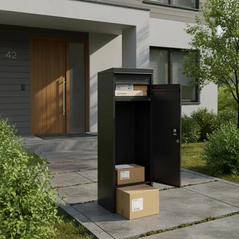 Paketbriefkasten 35,5x29,5x105,5cm, Stahl-Paketbox, Palettenbox, 50kg Tragkraft, XXL-Briefkasten mit Passwortschloss, internes Scharnier, Diebstahlschutzfach für Pakete, Briefe usw.