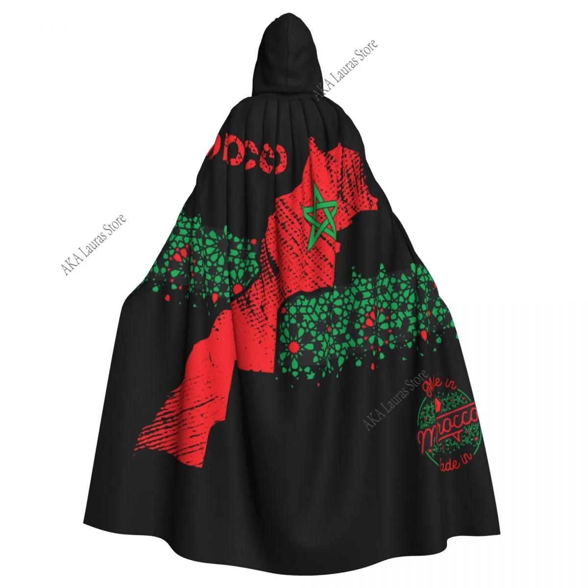 

Накидка вампира для взрослых, халат с капюшоном, марокканская карта на Хэллоуин с геометрическим исламским мозаичным плащом, полная длина, косплей