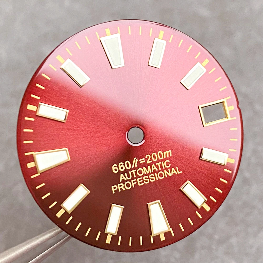 

New 28.5mm NH35 Sunburst Watch Dial Replacement Green Luminous Red/Black/Blue/Green Sterile Watch Face for NH35 NH36 Movement