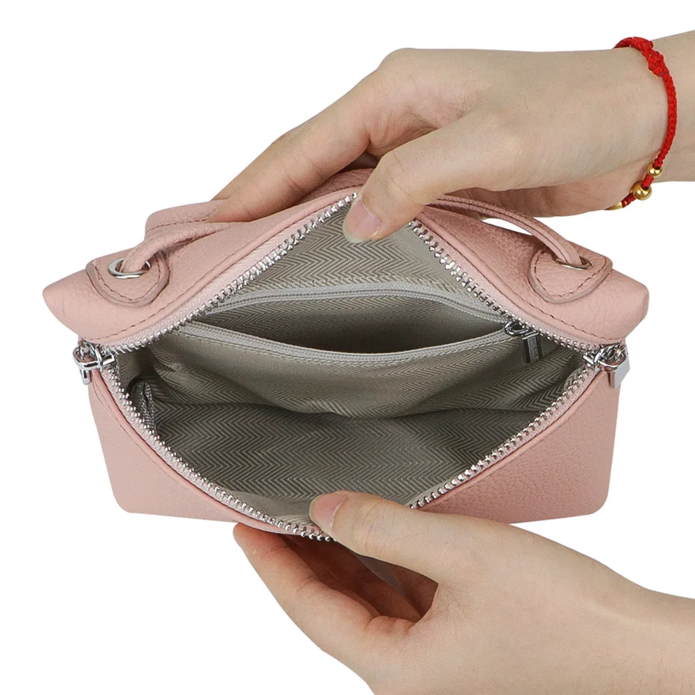 Royal Bagger tas selempang kulit asli wanita, dompet tas bahu sederhana mode, warna Solid ritsleting ganda 1862