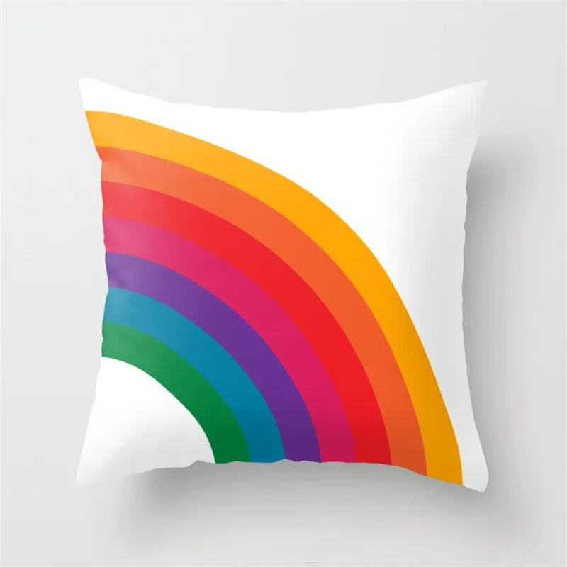 Juste de coussin à imprimé géométrique, série arc-en-ciel, pour voiture, canapé, bureau, décoration de la maison, 45x45cm