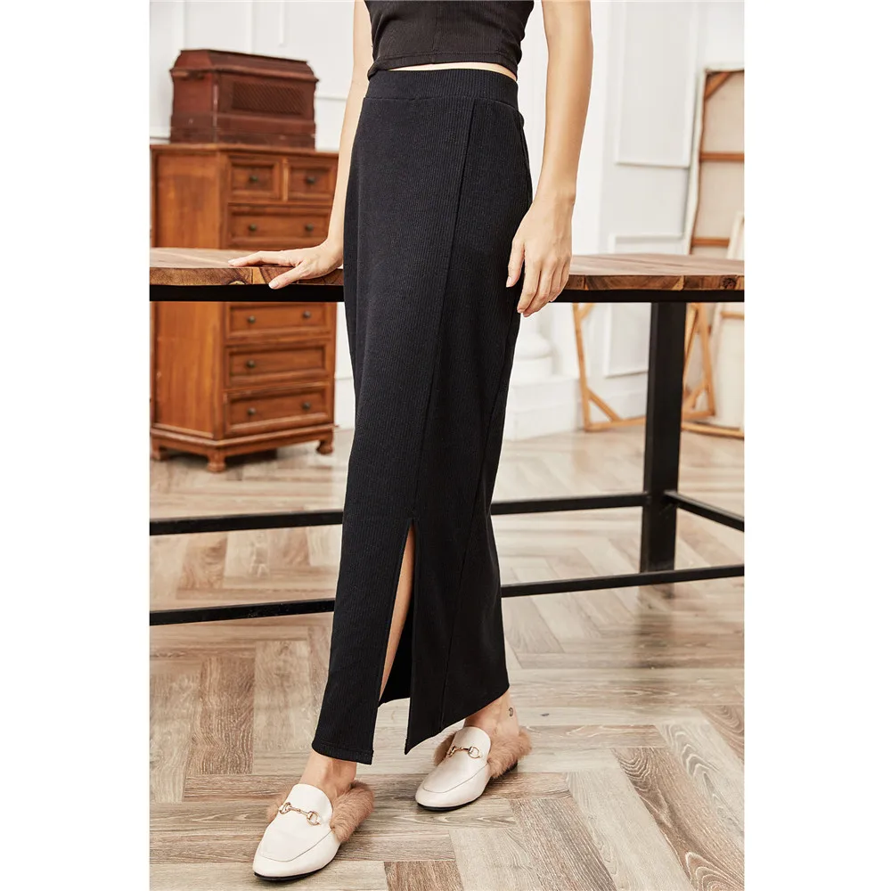 Spring Autumn 2022 New Korean Long Back Slit Skirt Pencil Skirts All-match High Waist Slimming Black Skirt Women Straight Skirts