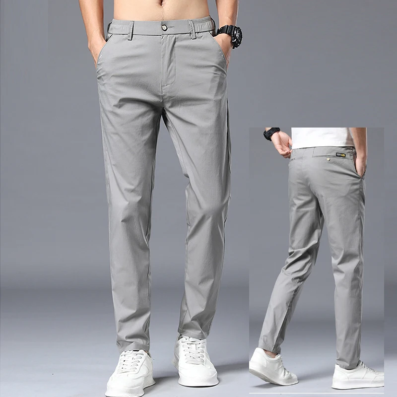 

2025 Spring Summer Ultra-thin Men's Stretch Slim Straight Casual Pants High Quality Fashion Breathable Golf Sports Trousers Men