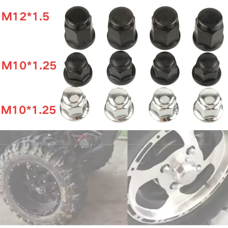 4Pc M10x1.25/M12x1.5 Lug Nut Wheel Hub Nut for Huansong HS ATV Scooter Buggy UTV Quad Bike Vehicle Moto Alloy Aluminum Rim Wheel