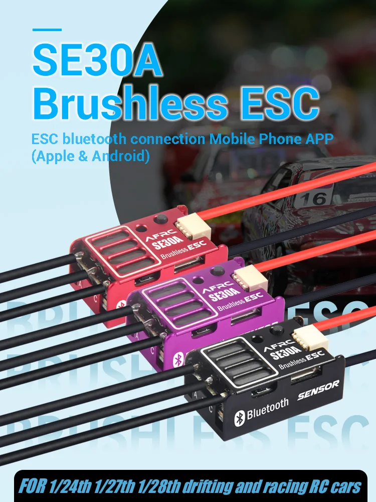 SE30A Bluetooth Elektronischer Geschwindigkeitsregler Programmierbarer Bürstenloser ESC für 1/24 1/28 Maßstab Mini RC Auto Drift Racing Zubehör – Detail 1
