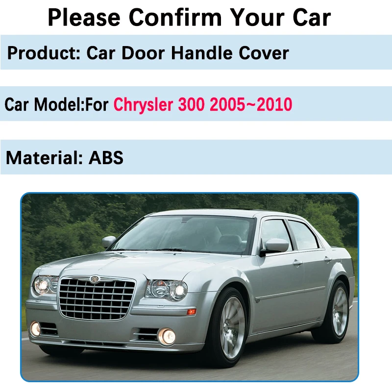 Black Car Door Handle Cover Sticker For Chrysler 300C 2005~2009 2010 300 Auto Exterior Scratch Protective Decor Car Accessories view 2