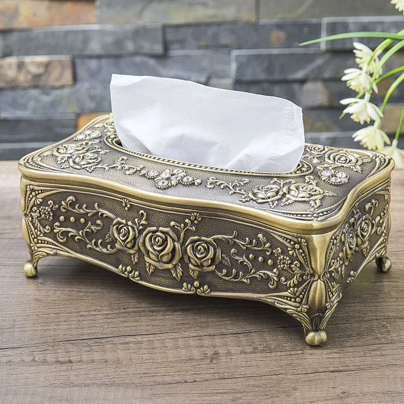 Europe Classic Bronze/Gold Metal Tissue Cover Kitchen Decoraction Paper Towel Dispenser Tissue Box Holders NH04