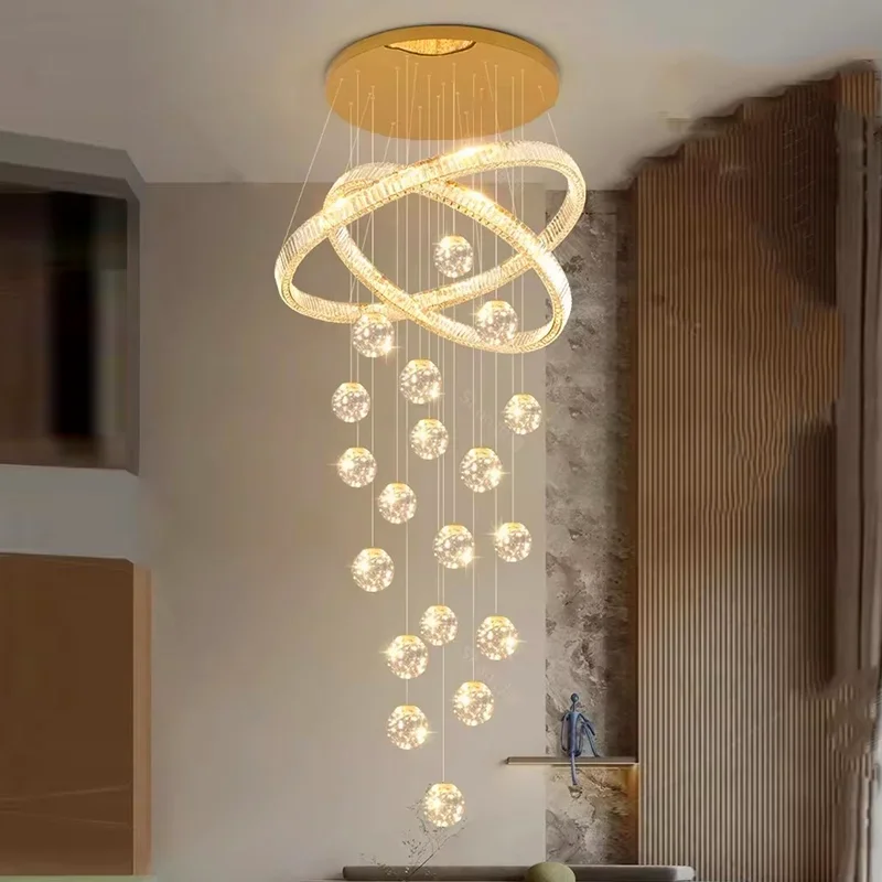 

Современная хрустальная люстра для дома, подвесной светильник для лестницы, подвесные светильники для гостиной, интерьерное освещение