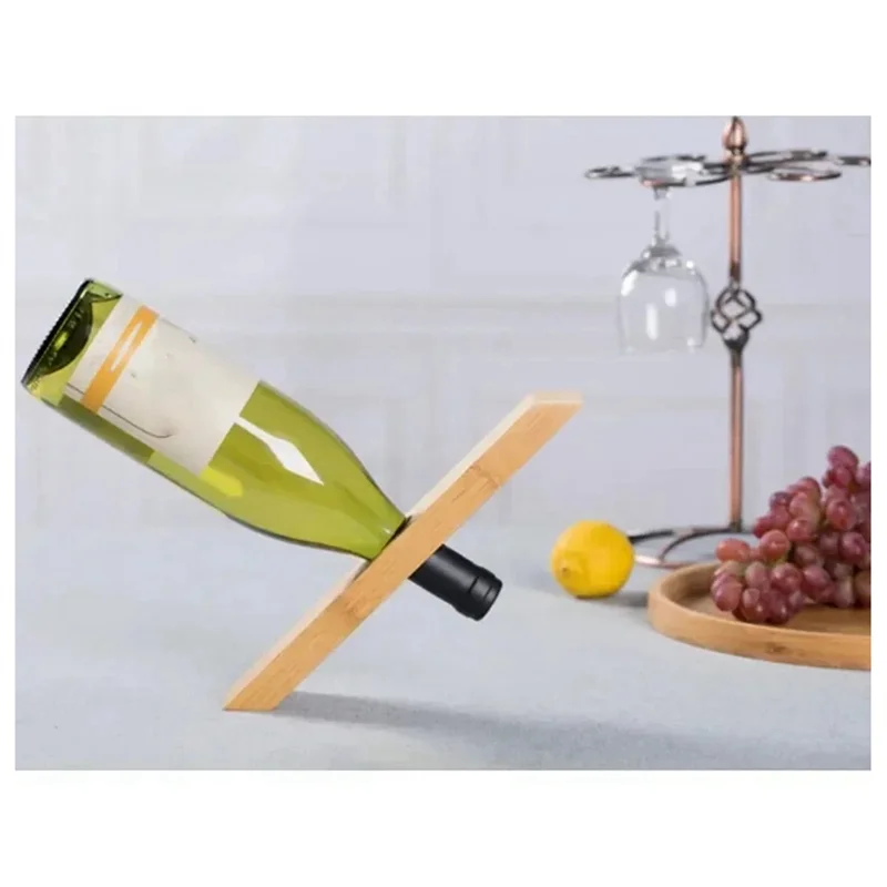 ALIM-Balance Red Wine Rack Bamboo Wine Decoration Village Club Display Stand Decoration Wine Bottle Rack,B Easy Install Easy To