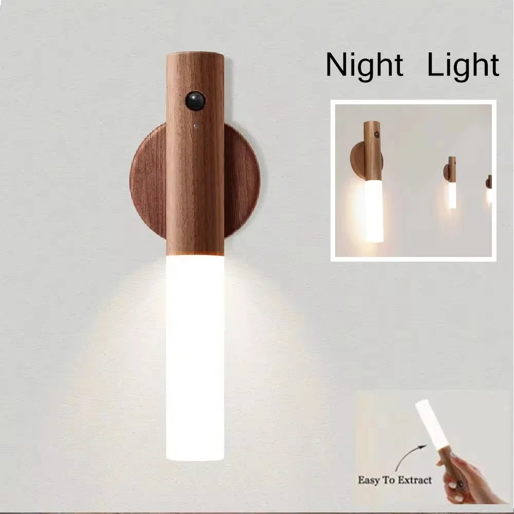 Motion Sensor Wall Light Indoor Led Magnetic Portable Lamp Charge Hallway Bedroom Wardrobe Table Stairwell Cabinet Night Light