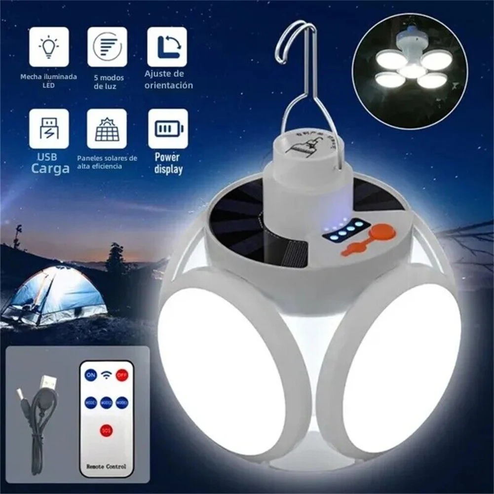 

Portable Solar Lantern Led Rechargeable Outdoor Camping Hanging Tent Lamp Folding LED Football Bulbs With Hook Emergency Lights